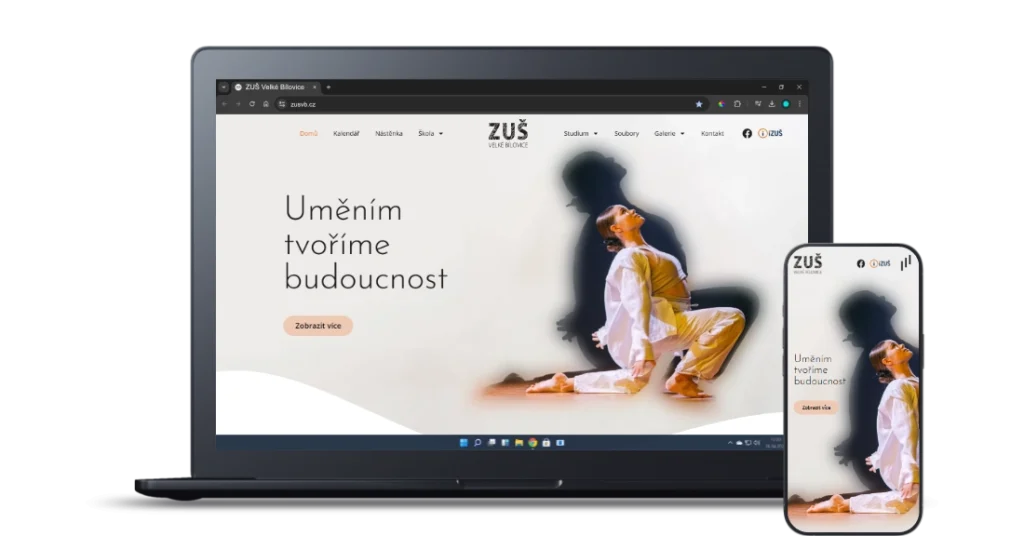 Ukázka práce tvorby webových stránek ZUŠ Velké Bílovice.